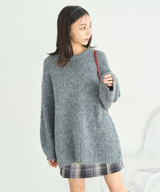 earth music&ecology ふわふわＭＩＸヤーンチュニック Charcoal Gray
