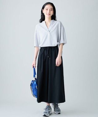 ANY 楽映えガウチョパンツ（セットアップ着用可） ブラックストライプ