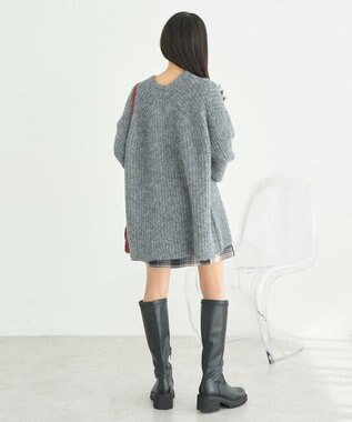 earth music&ecology ふわふわＭＩＸヤーンチュニック Charcoal Gray