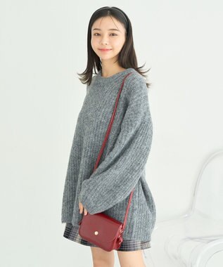 earth music&ecology ふわふわＭＩＸヤーンチュニック Charcoal Gray