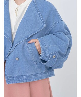 earth music&ecology ビッグカラーショートジャケット Light Indigo