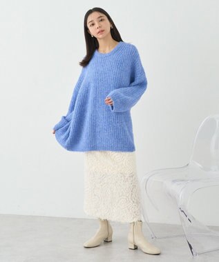 earth music&ecology ふわふわＭＩＸヤーンチュニック Blue