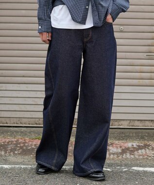 WEGO 【ユニセックス着用ITEM】カバーフィットフラップデニムパンツ デニムインディゴ