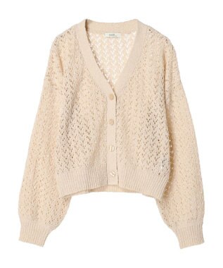 earth music&ecology ファンシーヤーンすかしニットカーディガン Ivory