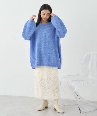 earth music&ecology ふわふわＭＩＸヤーンチュニック Blue