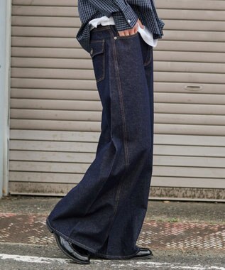 WEGO 【ユニセックス着用ITEM】カバーフィットフラップデニムパンツ デニムインディゴ