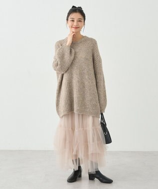 earth music&ecology ふわふわＭＩＸヤーンチュニック Beige