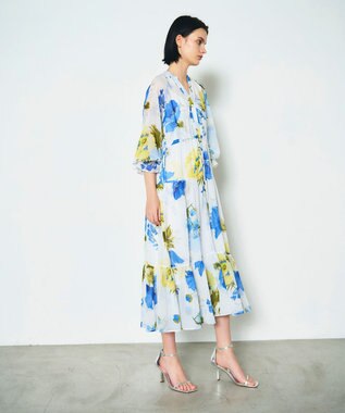 GRACE CONTINENTAL ビッグボタニカルシャツワンピース キナリ
