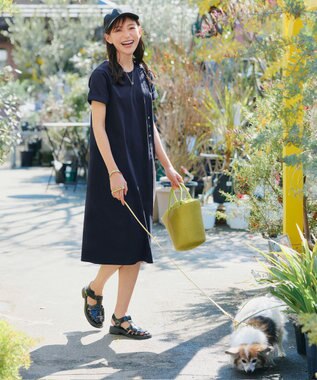 Tiaclasse 【UVケア・接触冷感】”あまラク” アシメプリーツカットソーワンピース ネイビー