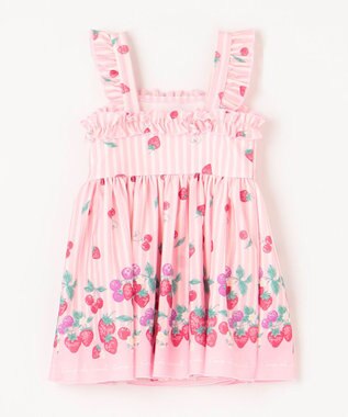 ANY KIDS ストライプ×フルーツ ワンピース 水着 ピンク系