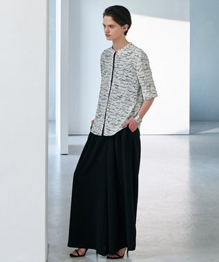 ICB 【30th ANNIVERSARY】5cityプリント バンドカラーブラウス オフホワイト×ブラック