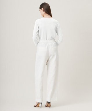 ICB 【洗える】 ライトスラブツイード ワイドパンツ オフホワイト系