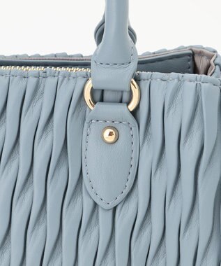 LA BAGAGERIE ランダムプリーツ2WAYハンドバッグ ライトブルー
