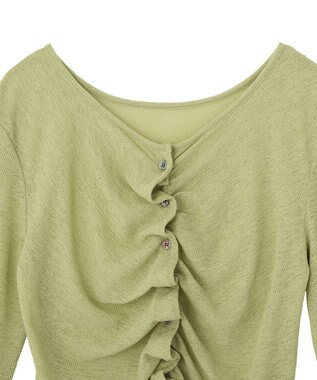 earth music&ecology 【予約】シアーワッフルタックボタントップス ライトグリーン