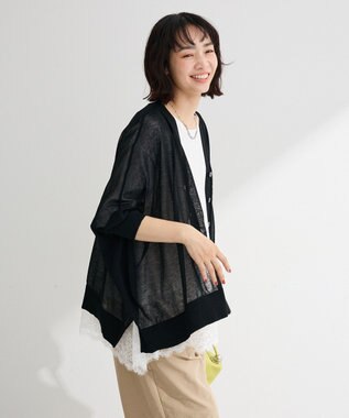 Green Parks ボックスゆったりカーディガン Black