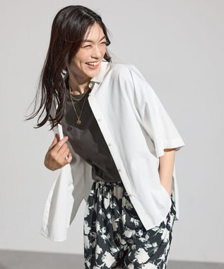 ANY 【接触冷感/UVカット/抗菌防臭/速乾】エニィファンクション半袖シャツブラウス ホワイト