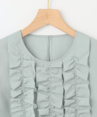 組曲 S 【WEB限定】ヴィンテージジョーゼットフリル ブラウス スモーキーミント系