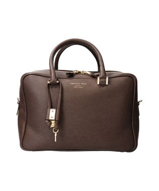 INTER-CHAUSSURES 【CHRISTIAN VILLA】ベーシックレザーハンドバッグ ダークブラウン