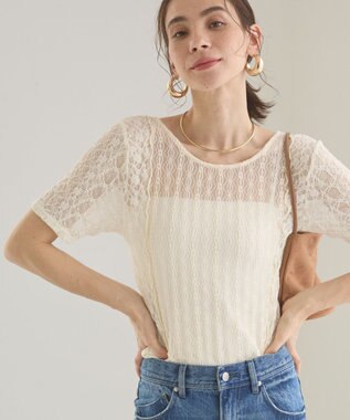 WEGO 【ANGIE VINTAGE】レースTシャツ ホワイトアイボリー