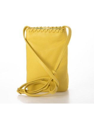 UNBILLION perche 牛革ソフト3層かがりショルダーバッグ イエロー