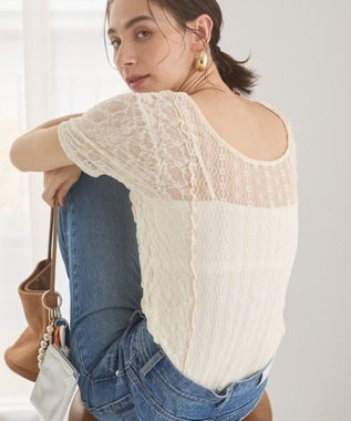 WEGO 【ANGIE VINTAGE】レースTシャツ ホワイトアイボリー