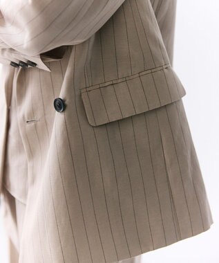 BEIGE， ERYTH / リネンストライプダブルジャケット Flax × Bordeaux