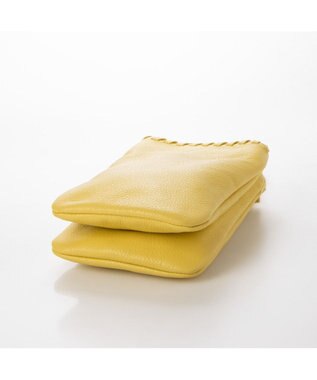 UNBILLION perche 牛革ソフト3層かがりショルダーバッグ イエロー