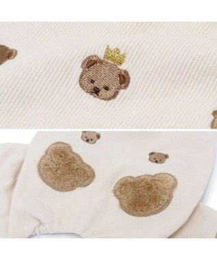 PET PARADISE ペットパラダイス くまちゃん刺繍  プレミアムペティヒート  ロンパース 小型犬 白～オフホワイト