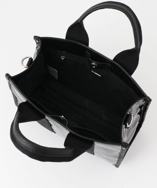 LA BAGAGERIE ソフトエナメル　ロゴテープ2WAYトートバッグ　Mサイズ ブラック