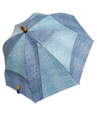 +RING 【限定/日本製】レディース向け 晴雨兼用傘 （長ショート）BLU denim-like pattern SR358