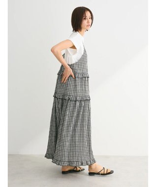 Green Parks ・Ｐｅｔｉｔ　Ｆｌｅｕｒ　チェックティアードキャミワンピ Off White