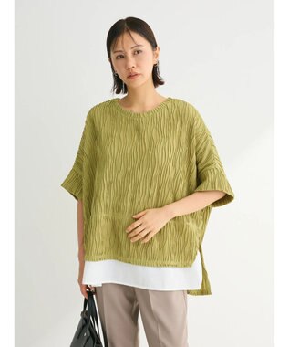 Green Parks カットジャガード裾ドッキングプルオーバー Green