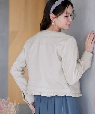 Tiaclasse ノーカラーデニムジャケット アイボリー