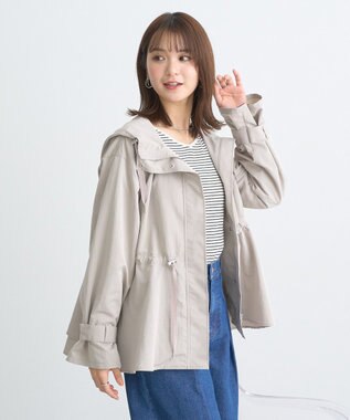 earth music&ecology ドロストペプラムマウンテンパーカー Gray Beige
