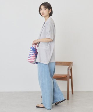 AMERICAN HOLIC 【接触冷感】シアーテーラード半袖ジャケット Light Gray
