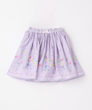 ANY KIDS フラワー ブーケ プリント スカパン ラベンダー系