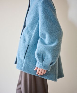 #Newans 【洗濯機可能】バックフレアショートコート ブルー