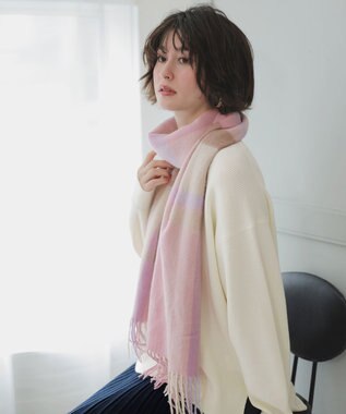 ANY SIS ウールニュアンス ストール ピンクチェック