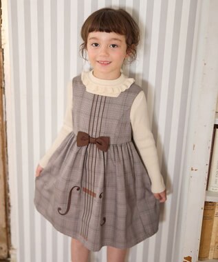 ANY KIDS メロディジャンパースカート ブラウン×チェック