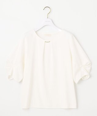 ANY SIS 【接触冷感・吸水速乾・UVケア】エアリードレープスムース タックスリーブ ブラウス オフホワイト