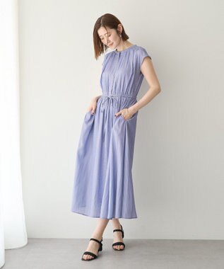 YECCA VECCA ギャザードロストワンピース Stripe