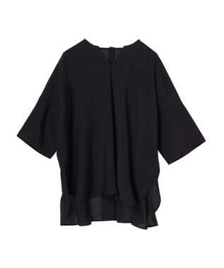 AMERICAN HOLIC 接触冷感スキッパーバックギャザーブラウス Black