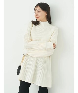 earth music&ecology プリーツフレアニットチュニック Ivory