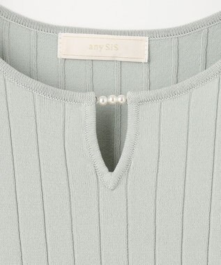 ANY SIS S 【洗える】パール調ポイントフレアスリーブ ニット ミント