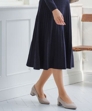 Tiaclasse 【洗える】くるみ釦ニットワンピース ネイビー