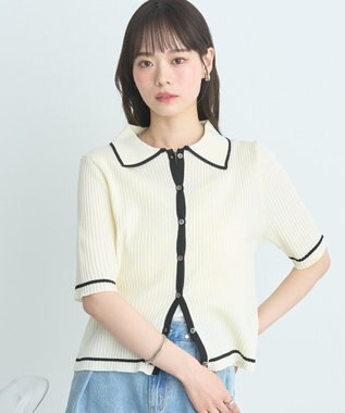 earth music&ecology 【予約】リブニットカーディガン アイボリー