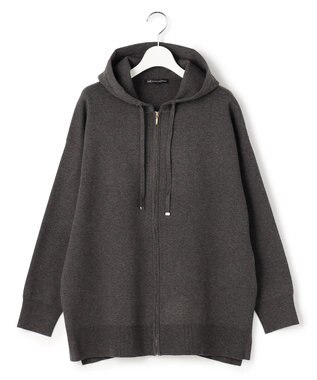 23区 L 【Lサイズ限定/洗える】ヴィスコースストレッチ ニット パーカー グレー系