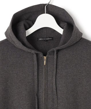 23区 L 【Lサイズ限定/洗える】ヴィスコースストレッチ ニット パーカー グレー系
