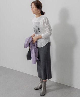 組曲 L 【加藤ローサさん着用】プリントロング Tシャツ フォトホワイト系9