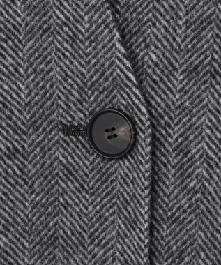ICB WoolRever ノーカラーショートコート ヘリンボーン系